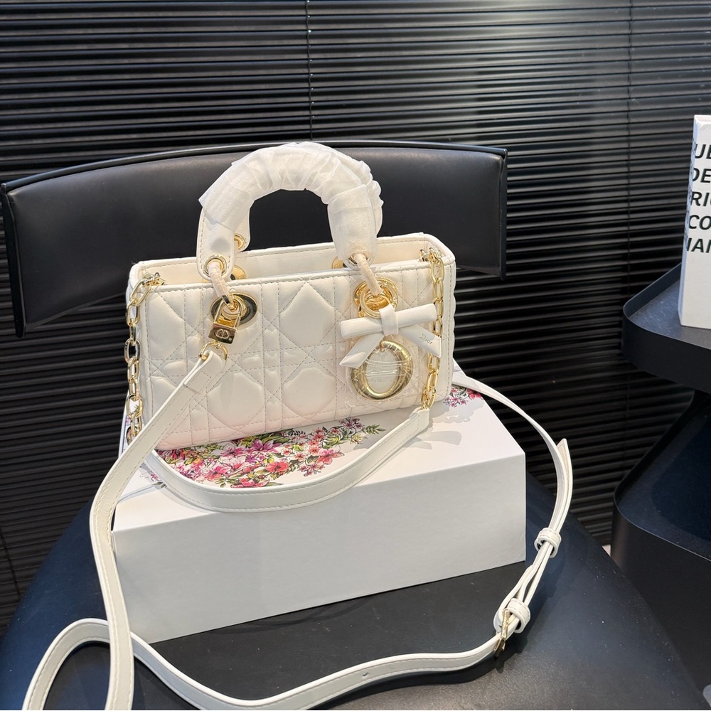 Dior White Quilted Crossbody Bag with Gold Hardware